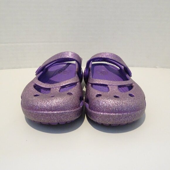 CROCS Purple Glitter Water Shoes Ballet Flats Size 6 - Picture 1 of 6